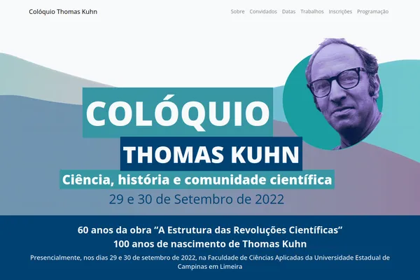 Screenshot do projeto Site para evento: “Colóquio Thomas Khun”