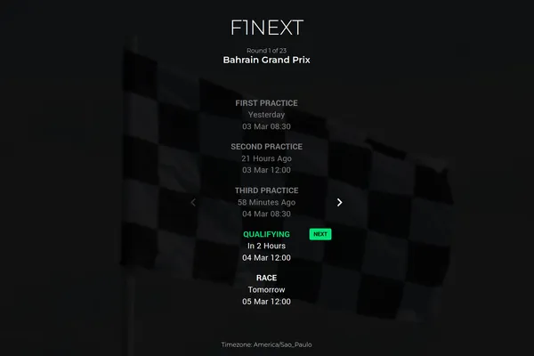 Screenshot do projeto F1 Next