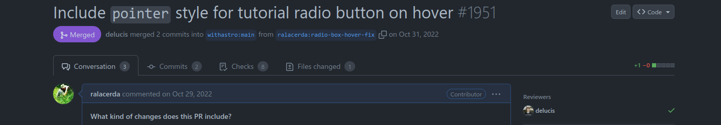Pull request contributing to Astro