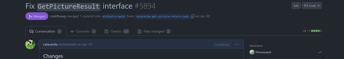 Pull request contributing to Astro