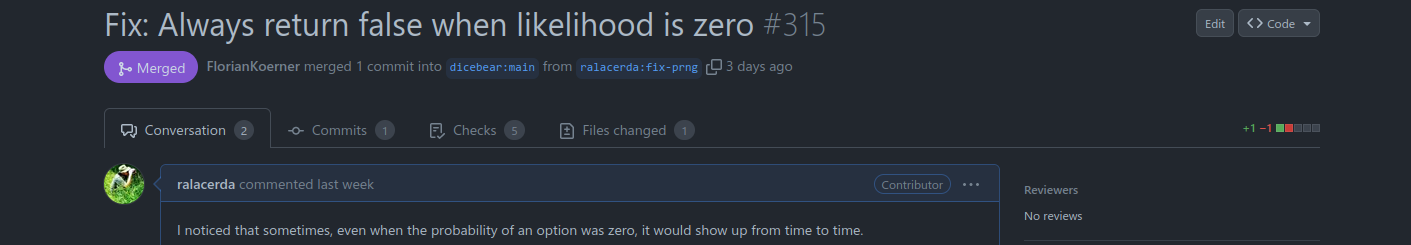 Pull request contributing to DiceBear
